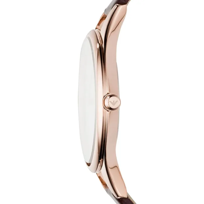 Emporio Armani Aurora Mother of Pearl White Dial Brown Leather Strap Watch For Women - AR11057 - Image 5